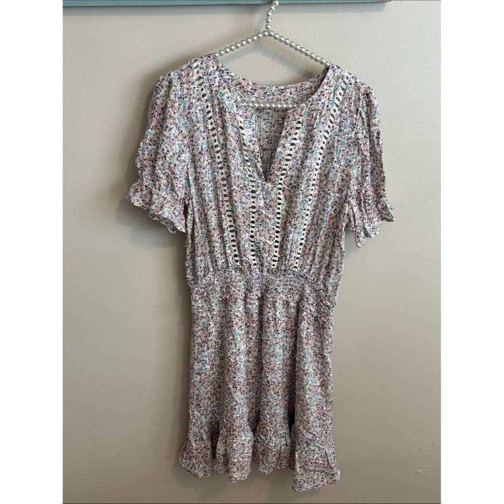Wonderly Short Sleeve multicolor Rayon V neck womens Medium Dress M